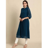 Janasya - Blue Chiffon Womens Flared Kurti ( Pack of 1 ) - None