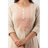 MAUKA - Beige Cotton Womens A-line Kurti ( Pack of 1 ) - None