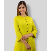 Doriya - Yellow Cotton Blend Women''s Front Slit Kurti - 3XL