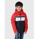 UrbanMark Junior Boys Colorblocked Full Sleeves Puffer Heavy Winter Jacket With Hood - Multicolor - None