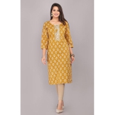 HIGHLIGHT FASHION EXPORT - Gold Cotton Women''s Straight Kurti ( Pack of 1 ) - None