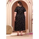 PrettyPlus by Desinoor.com Rayon Printed Midi Womens Fit & Flare Dress - Black ( Pack of 1 ) - None