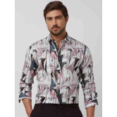 Pink Abstract Print Slim Fit Casual Shirt