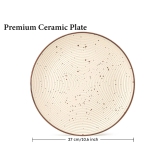 Handcrafted Reactive Glaze Ceramic Dinner Plates, 6 Pieces Serving for 6, Microwave and Dishwasher Safe, Bone-ash Free, Full Plate Set Crockery for Dining and Gifting, Begie