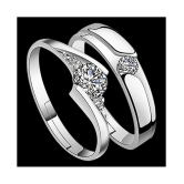 SILVERSHINE silverplated Gorgeous Diamond His and Her Adjustable Proposal Diamond Couple Ring for Men and Women Jewellery - None