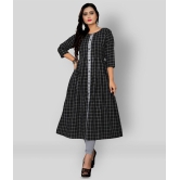 Rangrasiya - Black Cotton Women's Front Slit Kurti ( Pack of 1 ) - XL