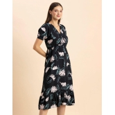 Moomaya Womens Printed Summer Dress, V-Neck Ruffled Viscose Midi Dress, Sundress