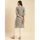 Rangita Women Sea Green Cotton Printed Knee Length Straight Kurti - None