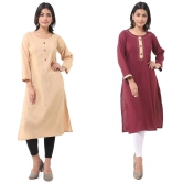 DESHBANDHU DBK - Multicolor Cotton Womens Straight Kurti ( Pack of 2 ) - None