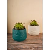 Essential Planter - White & teal