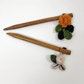 Set of tangerine and ecru marigolds hair stick