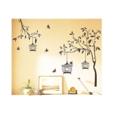 Asmi Collection Tree Birds and Cage Nature Sticker ( 110 x 140 cms )