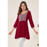 Glomee - Maroon Viscose Women's Tunic ( Pack of 1 ) - None