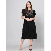 HIGHLIGHT FASHION EXPORT Crepe Embroidered Midi Womens Fit & Flare Dress - Black ( Pack of 1 ) - None