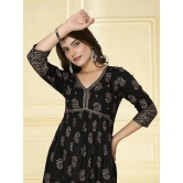 Rangita Women Rayon Black Embellished Calf Length Anarkali Kurti - None