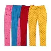 Diaz Pack of 4 Girls 100% Cotton Leggings ( Multicolor ) - None