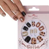 GLITTER SMALL SQUARE NAILS (NAIL KIT INCLUDED)-Silver Maroon