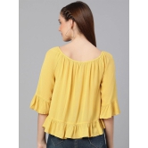 Oxolloxo Yellow Tie-Up Neck Ruffles Crepe Top