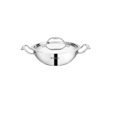 Bergner Argent Mini Tri-Ply Kadhai with Lid | Gas & Induction Compatible | Silver 1.5 Litre