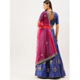 Om Shantam Sarees Blue,Pink Silk Blends Chaniya Choli Semi Stitched Lehenga Single - Free Size