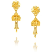 LUV FASHION Golden Jhumki Earrings ( Pack of 1 ) - Golden