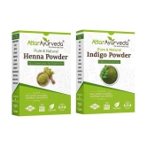 Attar Ayurveda Natural Dye for Black Hair (Henna & Indigo leaves powder combo pack 400 grams)