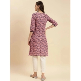 Rangita Women Pink Cotton Printed Knee Length Straight Kurti - None