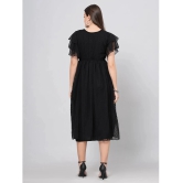 HIGHLIGHT FASHION EXPORT Crepe Embroidered Midi Womens Fit & Flare Dress - Black ( Pack of 1 ) - None