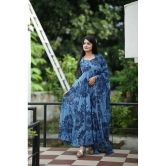 A TO Z CART Navy Blue Flared Georgette Womens Stitched Ethnic Gown ( Pack of 1 ) - None