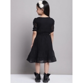 MINI & MING Girls Puff Sleeve Georgette Fit & Flare Dress