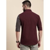 Dillinger 100% Cotton Regular Fit Colorblock Full Sleeves Mens Casual Shirt - Wine ( Pack of 1 ) - None