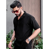 Cord Knit Textured Black Shirt-XL / Black