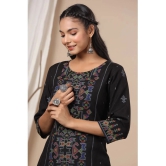 Juniper - Black Rayon Womens Straight Kurti ( Pack of 1 ) - None