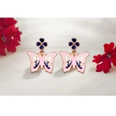 Pink Butterfly Earrings with Flower Studs