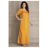 Clovia Cotton Nighty & Night Gowns - Yellow - L