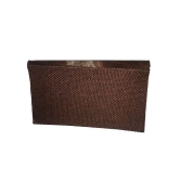 Apnav Brown Jute Clutch With Sling Chain