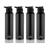 Speedex Simplex Sipper Cap Black 1000 mL Steel Fridge Bottle set of 4 - Black