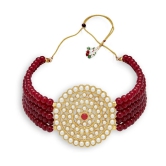 Sukkhi Alloy Maroon Traditional Necklaces Set Choker - Maroon