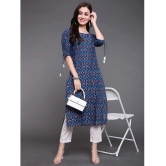 Antaran Cotton Printed Straight Womens Kurti - Blue ( Pack of 1 ) - None