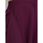 Women Burgundy Relaxed Loose Fit Solid Culottes