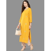 Janasya Rayon Embroidered Straight Womens Kurti - Mustard ( Pack of 1 ) - None