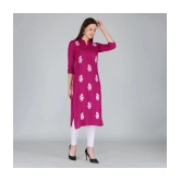 MAUKA - Pink Rayon Womens Straight Kurti ( Pack of 1 ) - None