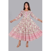 Smien Rayon Printed Anarkali Women''s Kurti - Pink ( Pack of 1 ) - None