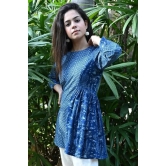 Moralfibre' Natural Indigo Printed Girls Boho Top-XXL