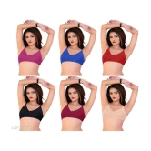 Kiran Enterprises Pack of 6 Cotton Blend Non Padded Womens Everyday Bra ( Multicolor ) - None