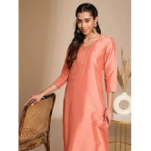 Janasya Silk Blend Solid Straight Womens Kurti - Peach ( Pack of 1 ) - None