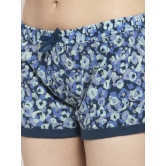 Wolfpack Women Blue Printed Shorts-L