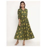 Angiya Green Cotton Anarkali Kurti - - XL