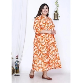 Swasti Cotton Blend Printed Flared Womens Kurti - Orange ( Pack of 1 ) - None