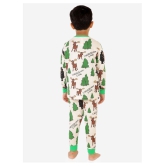 Lazy Shark Boys Cream-Coloured  Green Printed Night Suit - None